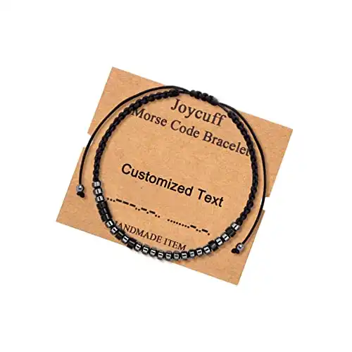 JoycuFF Personalized Gifts for Women Customized Morse Code Bracelets for Men Fashion Trendy Funny Silk Wrap Custom Bracelet Birthday Christmas Gift Silk Wrap Secret Message Obsidian Jewelry