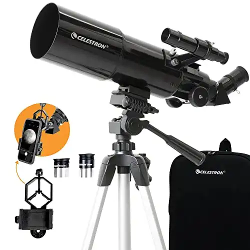 Celestron 80mm Travel Scope Portable Refractor Telescope Fully-Coated Glass Optics Ideal Telescope for Beginners Bonus Astronomy Software Package Digisc...