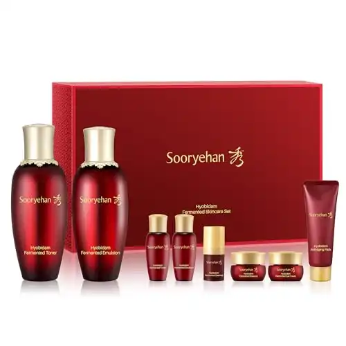 Sooryehan Hyobidam Fermented Skincare Gift Set (13.53 fl oz) Premium Korean Skin Care for Intense Hydration, Elasticity. Ginseng, Snow Fungus.