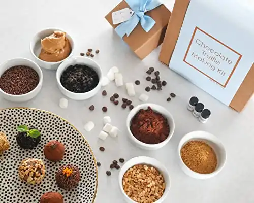 Chocolate Truffle Making Kit (Gift Idea, DIY Activity, Easy Intro to the Art of Chocolate Making). Fun for All Ages! Includes Recipes and Ingredients to make 18 Hand-Rolled Gourmet Chocolate Truffles